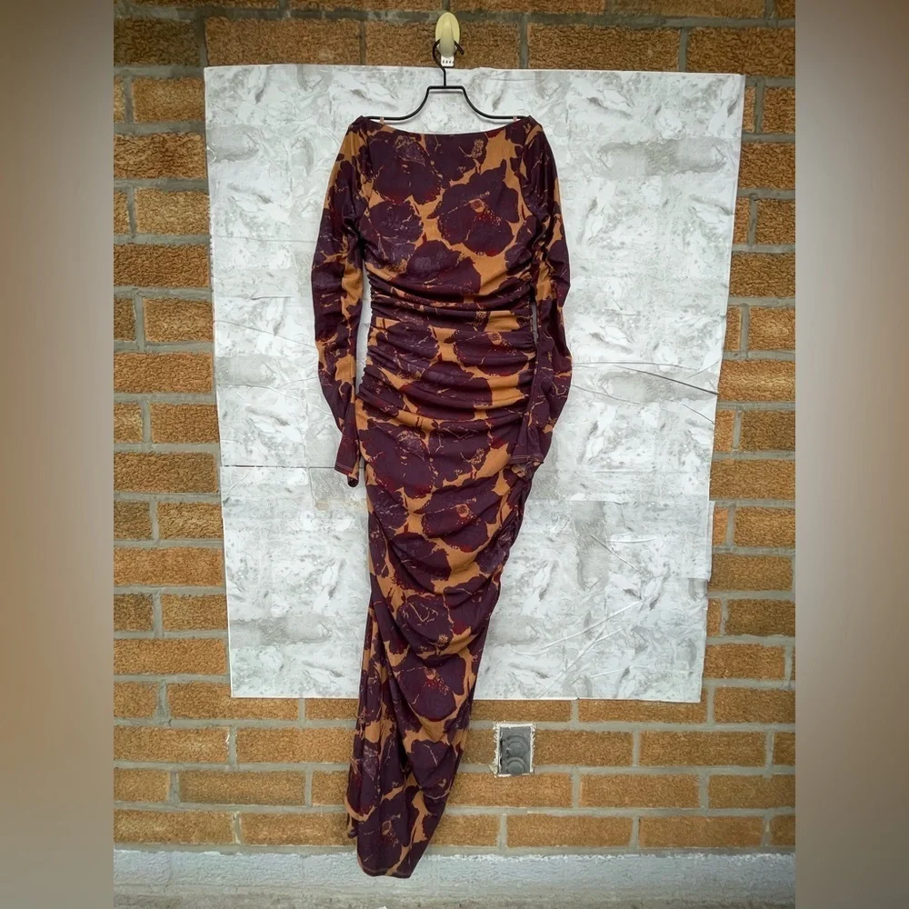 STAUD Solana Floral Maxi Dress Dried Pressed Flowers S Long Sleev Wedding Guest - Picture 14 of 16